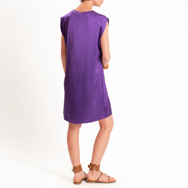 Tensione in-Abito satin smanicato elasticizzato - viola