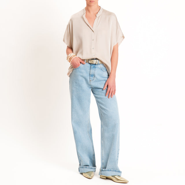Tensione in-Camicia satin manica scesa - avena