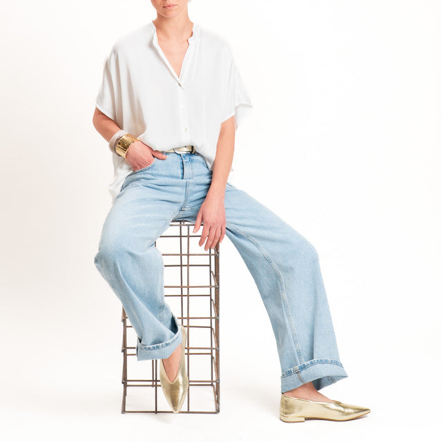 Tensione in-Camicia satin manica scesa - latte