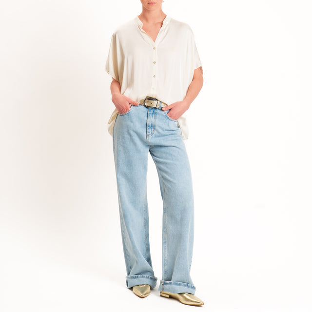 Tensione in-Camicia satin manica scesa - burro