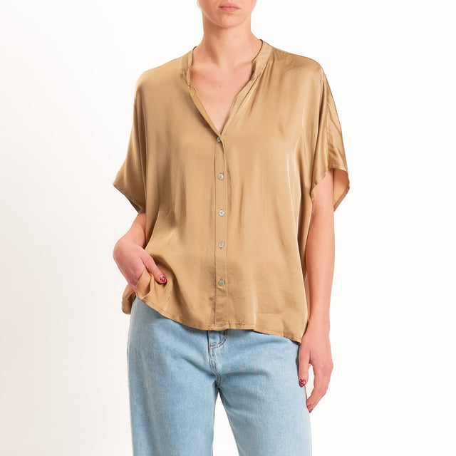 Tensione in-Camicia satin manica scesa - desert