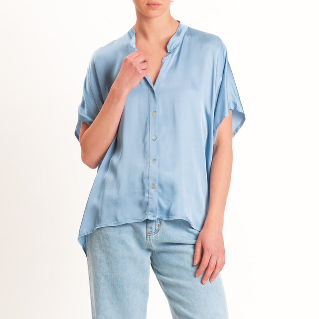 Tensione in-Camicia satin manica scesa - cielo