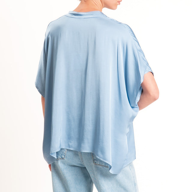 Tensione in-Camicia satin manica scesa - cielo