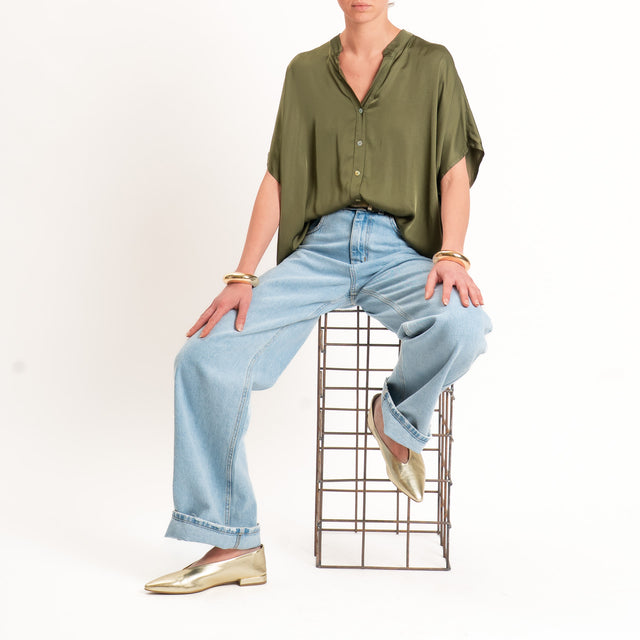 Tensione in-Camicia satin manica scesa - militare