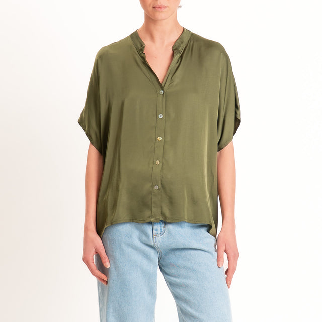Tensione in-Camicia satin manica scesa - militare