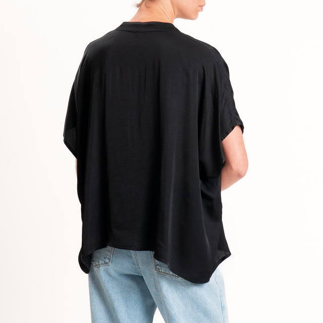 Tensione in-Camicia satin manica scesa - nero
