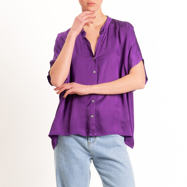 Tensione in-Camicia satin manica scesa - viola
