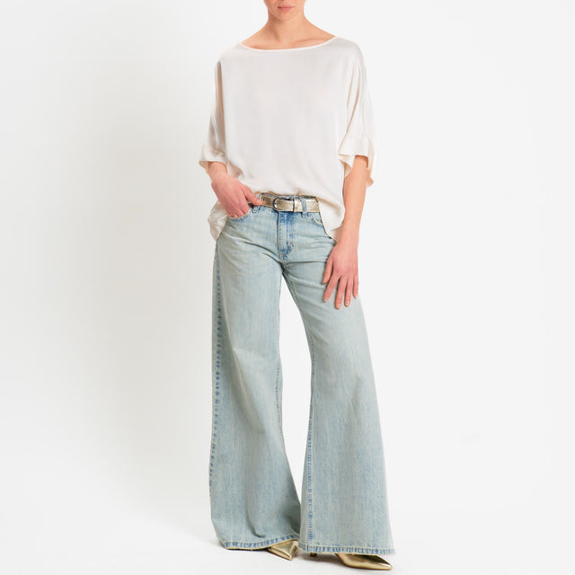 Tensione in-Blusa satin manica scesa - burro