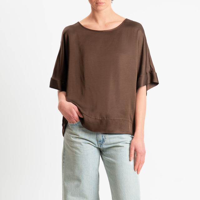 Tensione in-Blusa satin manica scesa - caffe'