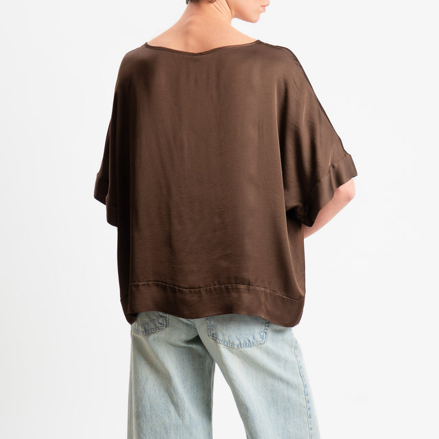 Tensione in-Blusa satin manica scesa - caffe'