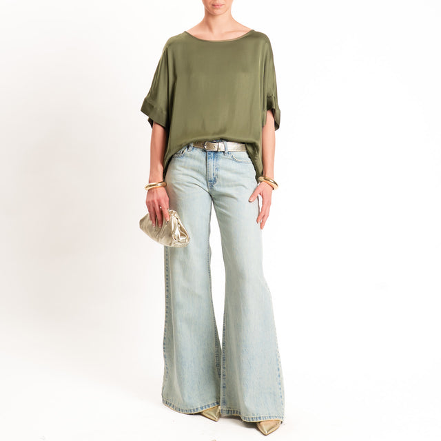 Tensione in-Blusa satin manica scesa - militare