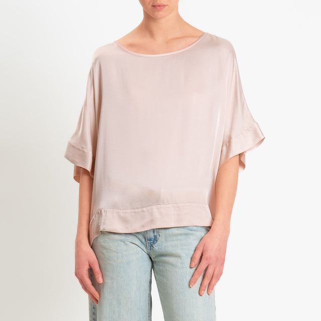 Tensione in-Blusa satin manica scesa - rose