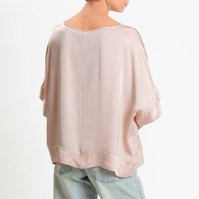 Tensione in-Blusa satin manica scesa - rose