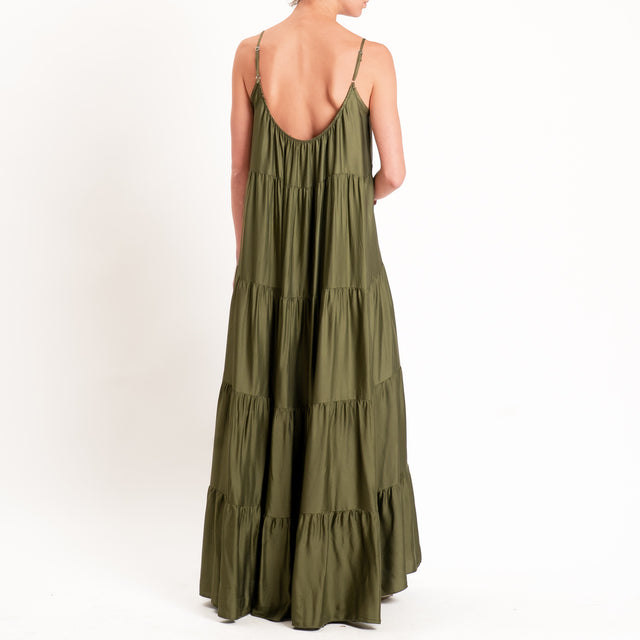 Tensione in-Abito satin con balze bretelle regolabili - militare