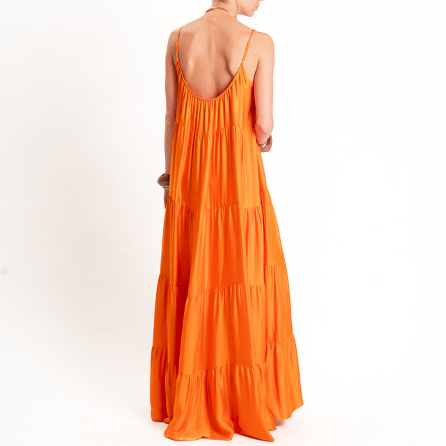 Tensione in-Abito satin con balze bretelle regolabili - arancio