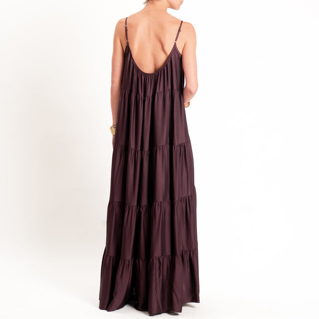 Tensione in-Abito satin con balze bretelle regolabili - burgundy