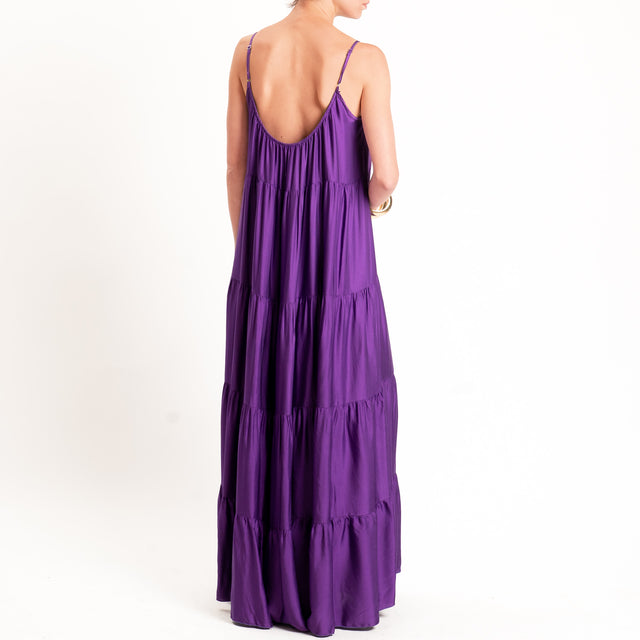 Tensione in-Abito satin con balze bretelle regolabili - viola