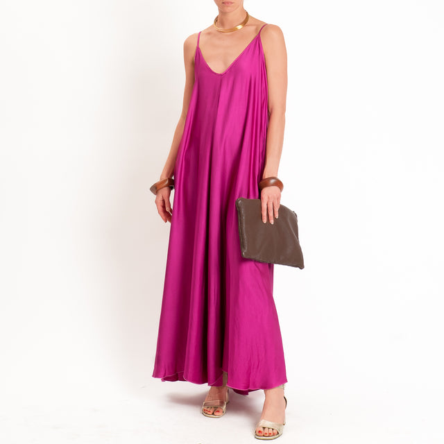 Tensione in-Abito satin svasato con tasche - berry