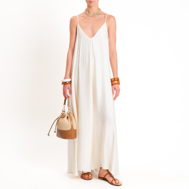 Tensione in-Abito satin svasato con tasche - burro