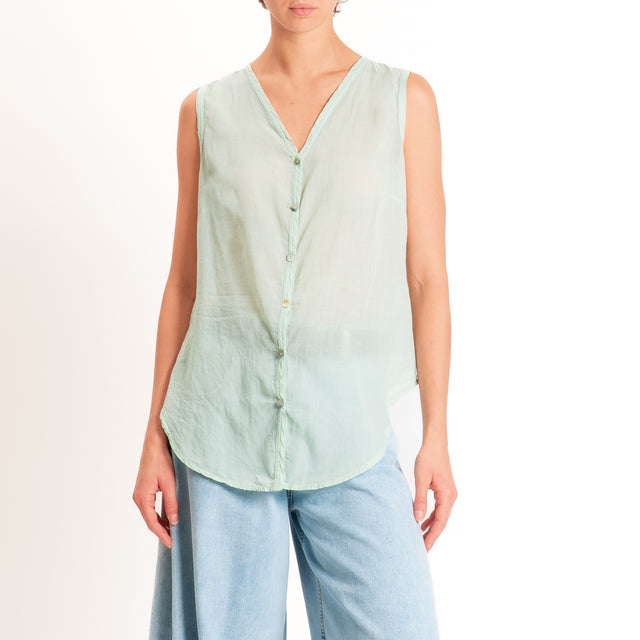 Tensione in-Camicia mussola smanicata - acqua