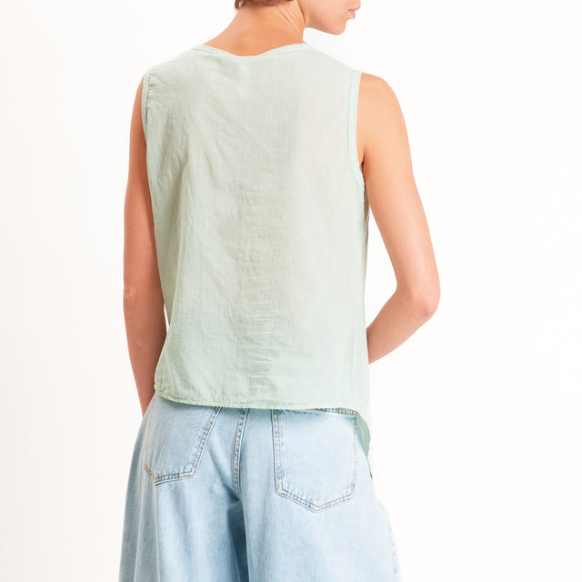 Tensione in-Camicia mussola smanicata - acqua