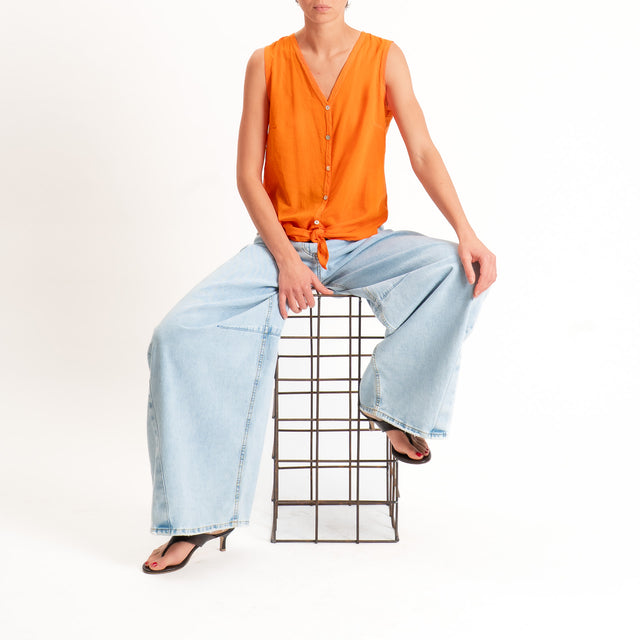 Tensione in-Camicia mussola smanicata - arancio
