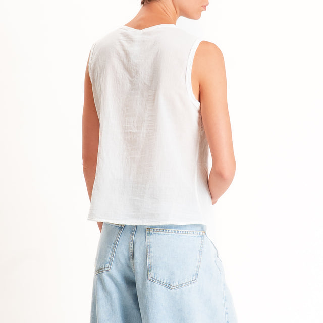Tensione in-Camicia mussola smanicata - latte