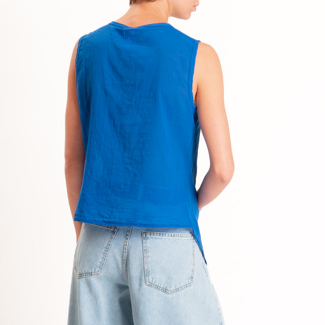 Tensione in-Camicia mussola smanicata - bluette