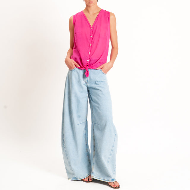 Tensione in-Camicia mussola smanicata - bouganville