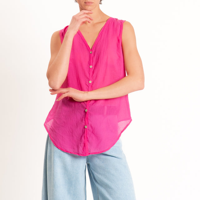 Tensione in-Camicia mussola smanicata - bouganville
