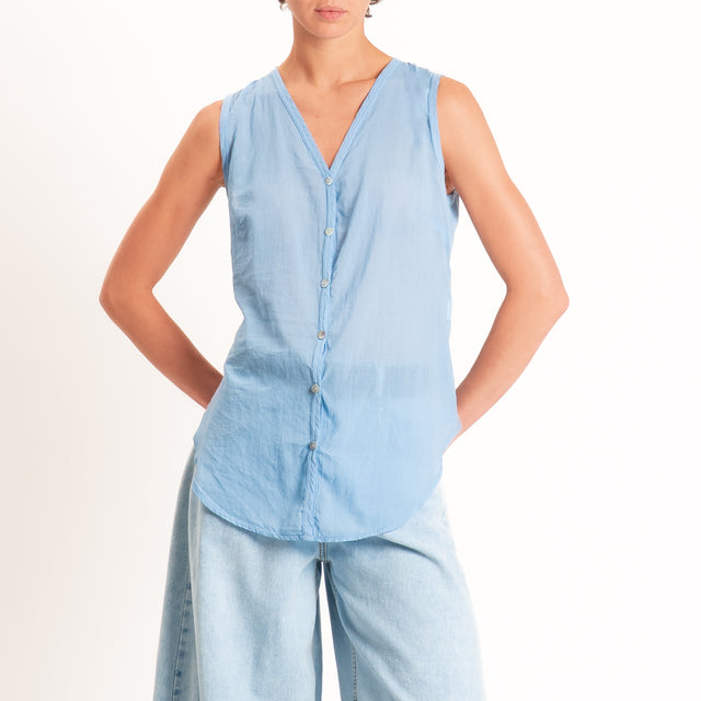 Tensione in-Camicia mussola smanicata - azzurro