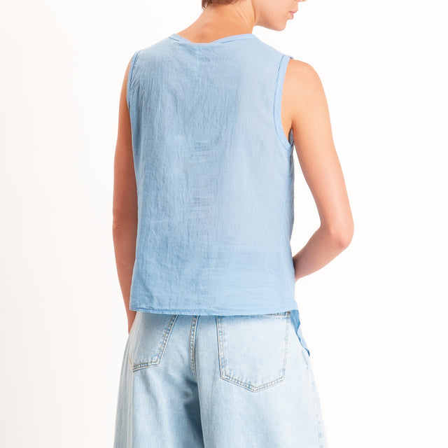 Tensione in-Camicia mussola smanicata - azzurro