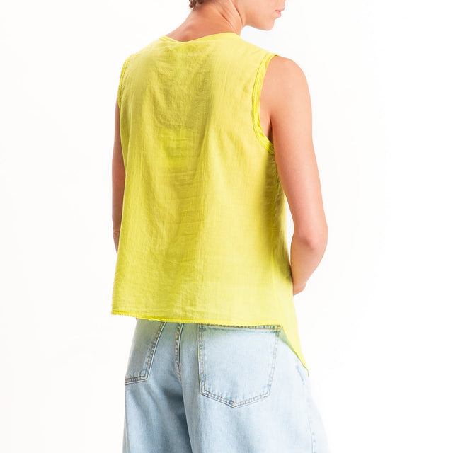 Tensione in-Camicia mussola smanicata - lime