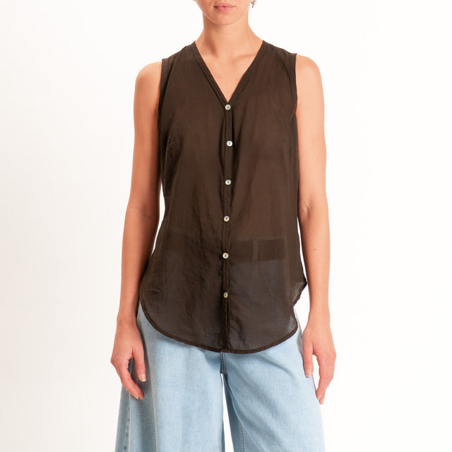 Tensione in-Camicia mussola smanicata - caffe'