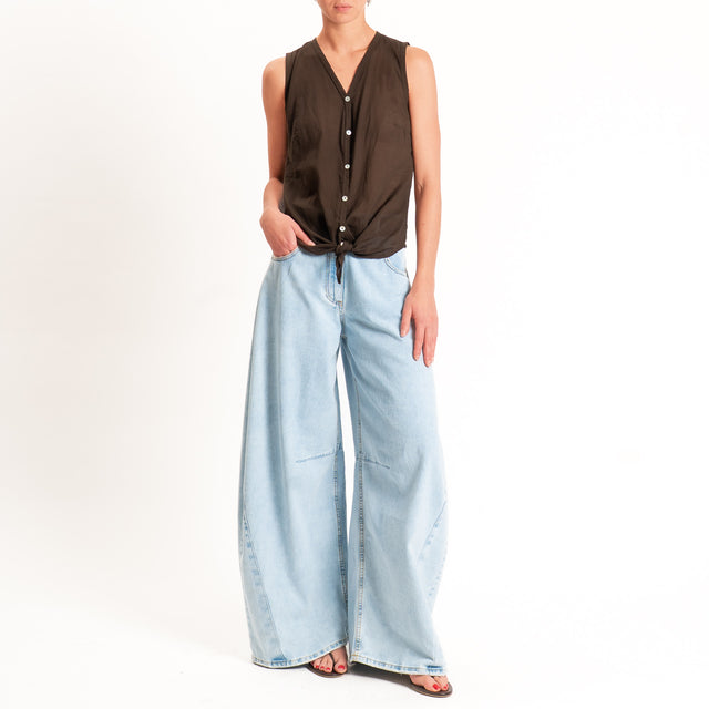 Tensione in-Camicia mussola smanicata - caffe'