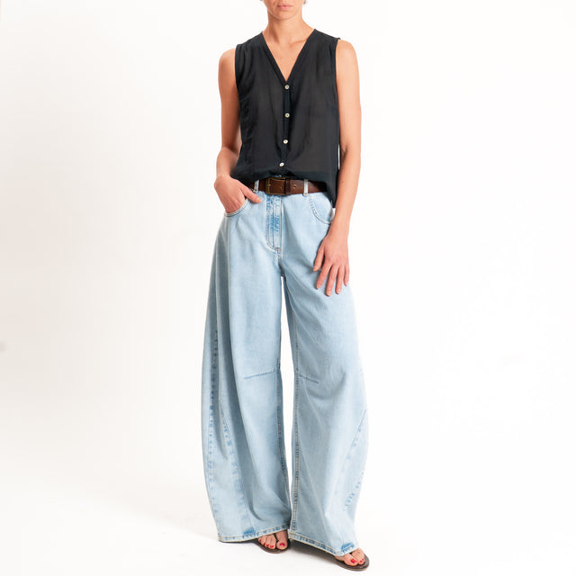 Tensione in-Camicia mussola smanicata - nero