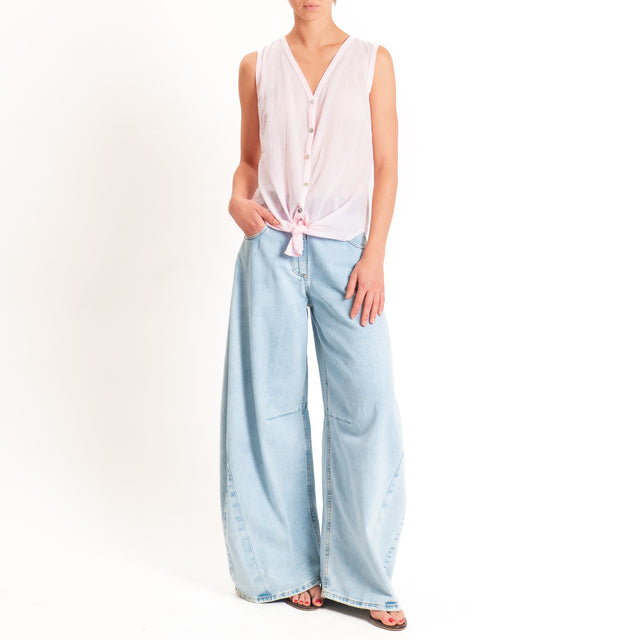 Tensione in-Camicia mussola smanicata - rosa