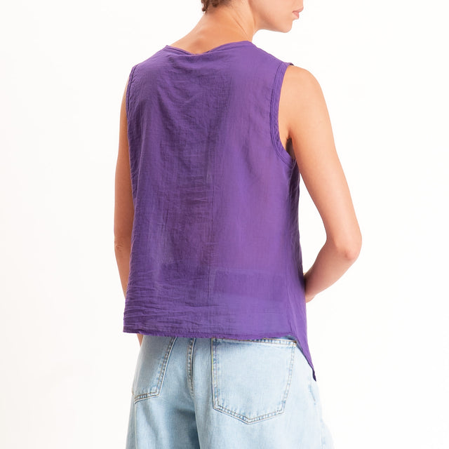 Tensione in-Camicia mussola smanicata - viola