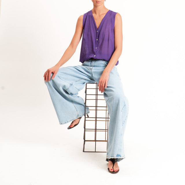 Tensione in-Camicia mussola smanicata - viola