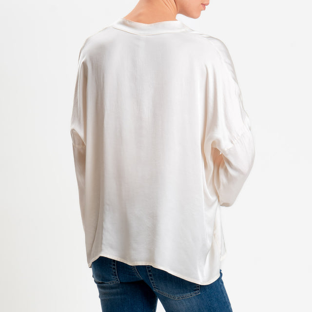 Tensione in-Camicia satin bottoni dorati - burro