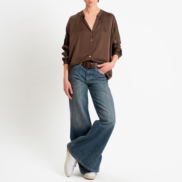 Tensione in-Camicia satin bottoni dorati - caffe'