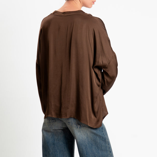 Tensione in-Camicia satin bottoni dorati - caffe'
