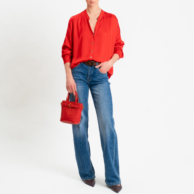 Tensione in-Camicia satin bottoni dorati - lacca