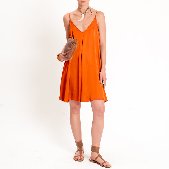 Tensione in-Abito satin corto bretelle regolabili - arancio
