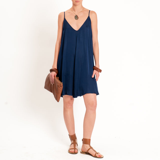 Tensione in-Abito satin bretelle regolabili - blu