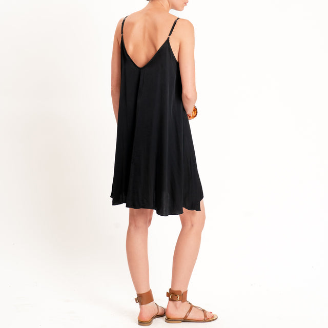 Tensione in-Abito satin bretelle regolabili - nero