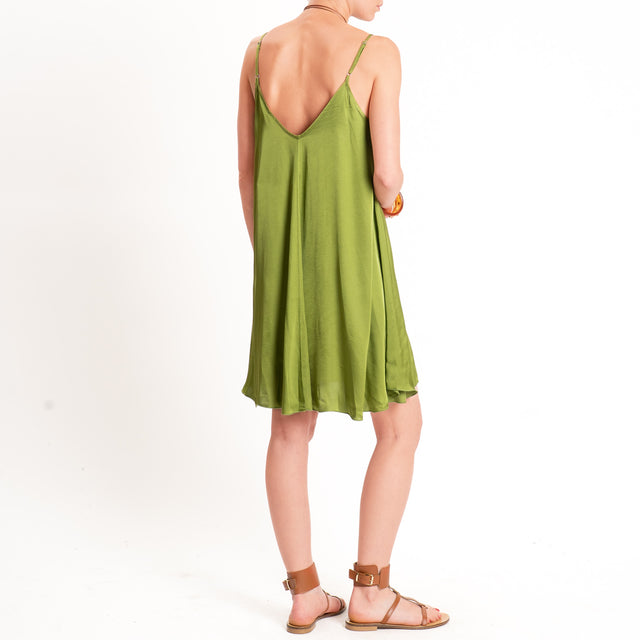 Tensione in-Abito satin bretelle regolabili - olive