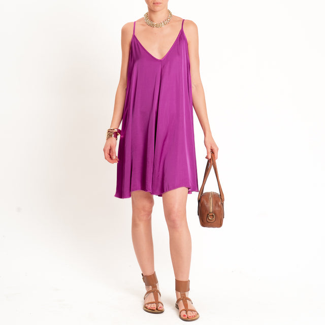 Tensione in-Abito satin corto bretelle regolabili - peonia
