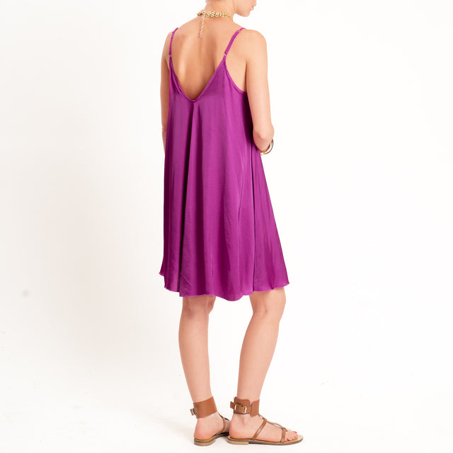 Tensione in-Abito satin corto bretelle regolabili - peonia
