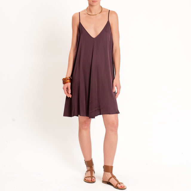 Tensione in-Abito satin bretelle regolabili - burgundy